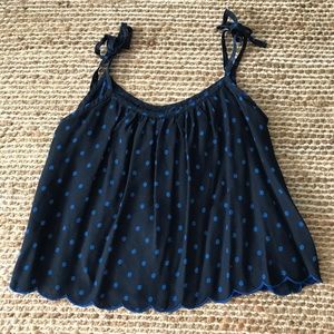 Hollister Polka Dot Scalloped trim Top